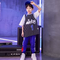 Trang phục nhảy đường phố hip-hop cho bé trai Quần áo hiphop đẹp trai quần ngắn tay Hàn Quốc trang phục khiêu vũ đường phố thủy triều đồ bộ bé trai