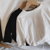 100 hitch recommended ~ children long sleeve T-shirt pure color bamboo joints cotton blouse for undershirt spring and autumn for men and women 2022 new