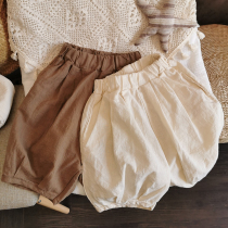100% cotton linen 2020 Summer New products Children cotton linen 60% Pants Han Board Loose Pure Color Lantern Hip Pants Tide