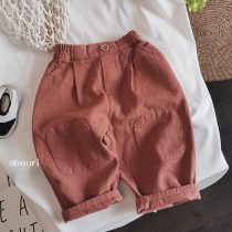 Bull Stock Rage ~ Autumn New Childrens Baby Pants Han Version Twill Cloth Knee Patches Men And Women 90% Pants 2020