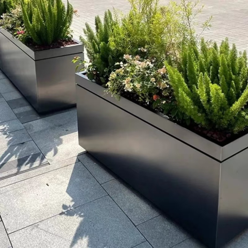 Outdoor Thickened Stainless Steel Flower Box Combination Flower Bed Fence Rectangular Garden Hotel Partition Landscaping Flower Trough Outdoor Thickened Stainless Steel Flower Box Combination Flower Bed Fence Rectangular Garden Hotel Partition Landscaping Flower Trough