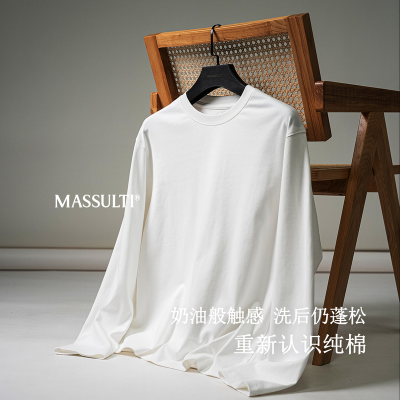 Super Soft Cotton Massulti Highly Recommended Luxury Long-Staple Cotton Basic Long-Sleeve T-Shirt