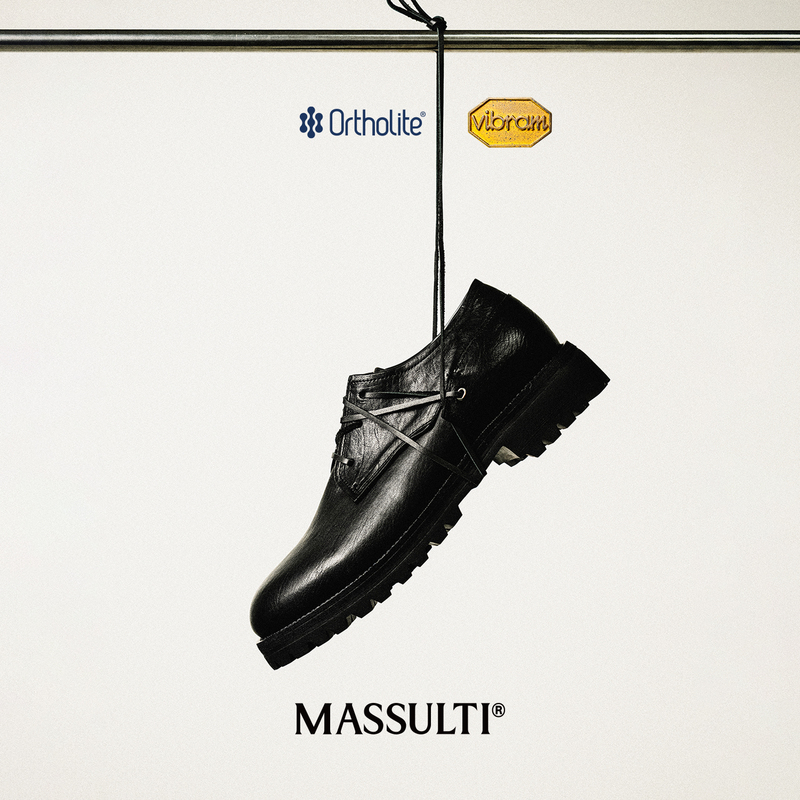 Massulti "Work of the Year" Italian Vibram V-Soled Distressed Washed Horsehide Cavalry Derby Leather Shoes
