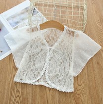  Girls Girls with sunscreen small outer jacket Princess childrens summer womens skirt Lace dress thin shawl shawl