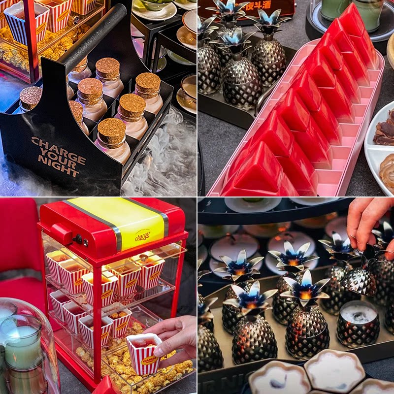 Fighting wine wine set creative retro wine set ancient style luminous cocktail rack tea electric Longmen Erma tavern wine set