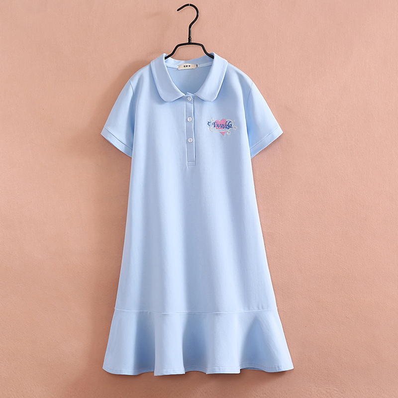 Girls' Polo Dress 2025 New Summer Short-Sleeved Casual Dress Loose Fit for Older Children Sports Dress Pure Cotton Thin