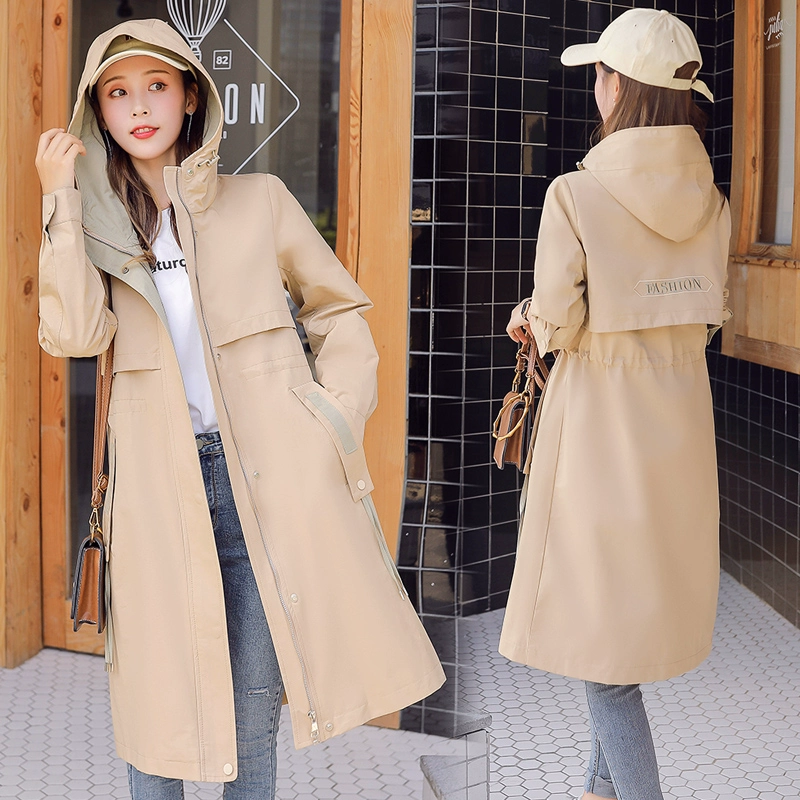 Đầu xuân 2020 phổ biến trạm châu Âu dụng cụ trench coat nữ giữa dài khâu phiên bản Hàn Quốc của phần mỏng lỏng mùa xuân và mùa thu áo khoác thủy triều - Áo gió thể thao