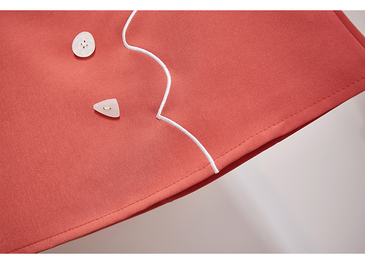 VK旗艦店 韓國風拼色雪紡衫排扣刺繡套裝長袖裙裝