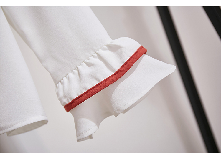 VK旗艦店 韓國風拼色雪紡衫排扣刺繡套裝長袖裙裝