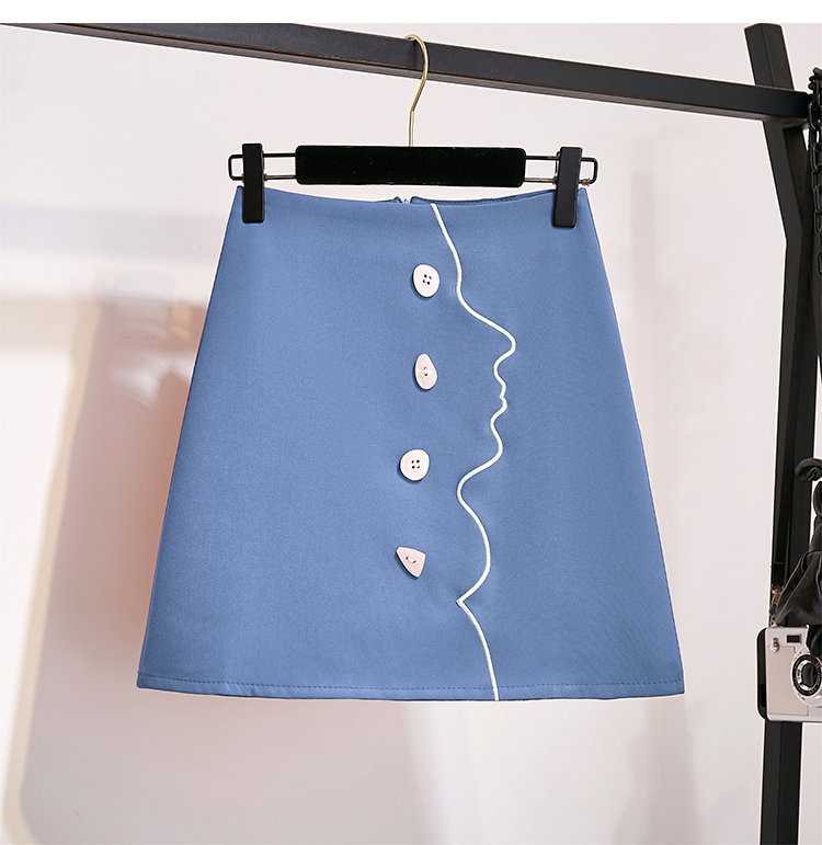 VK旗艦店 韓國風拼色雪紡衫排扣刺繡套裝長袖裙裝