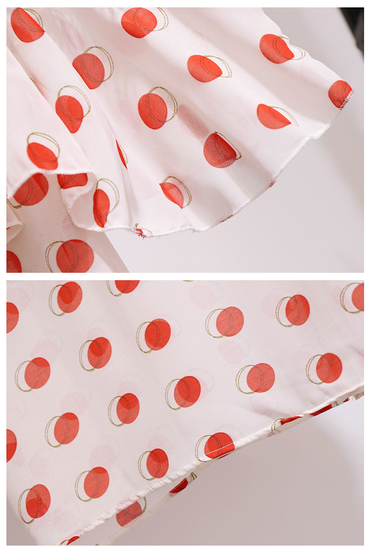 VK旗艦店 韓系荷葉邊波點百褶裙套裝短袖裙裝