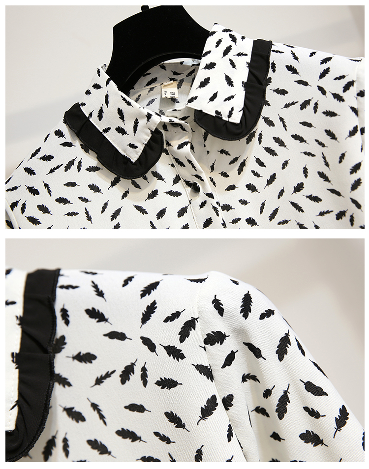 VK旗艦店 韓國風甜美雪紡衫百褶裙套裝長袖裙裝