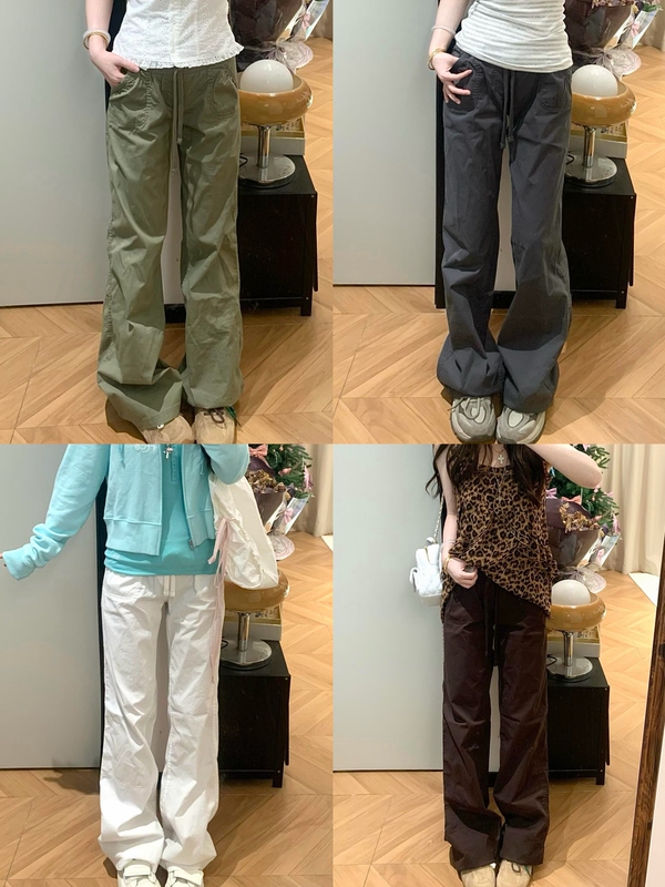 Little Seagull American Retro Work Pants for Women, Loose Fit, Slimming, High-Waisted, Straight-Leg, Floor-Length Casual Sports Pants for Women Little Seagull American Retro Work Pants for Women, Loose Fit, Slimming, High-Waisted, Straight-Leg, Floor-Length Casual Sports Pants for Women