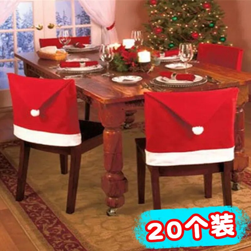 Christmas decorations Christmas chairs cover Christmas hat hotel Café décor Christmas great chair cover-Taobao