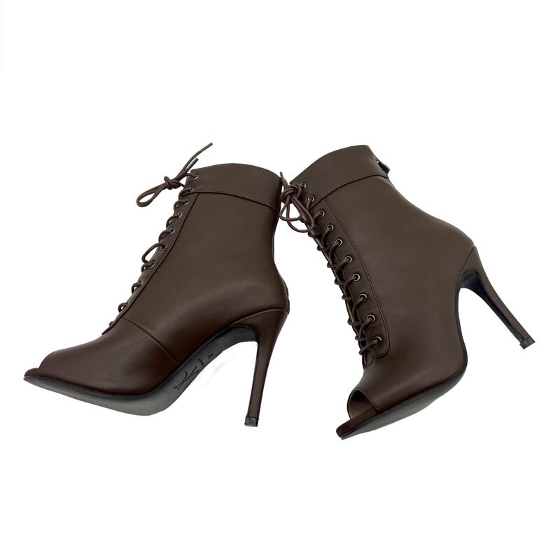 Karmen Original Brown Jazz Short Boots Beginner Heels High Heels Peep-Toe High Heels Dance Shoes