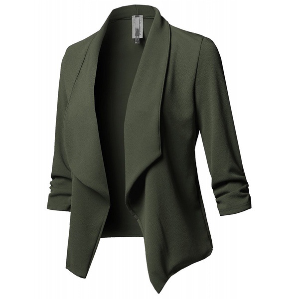 Phụ nữ rắn Blazers Cardigan dài Coat Sleeve Jackets