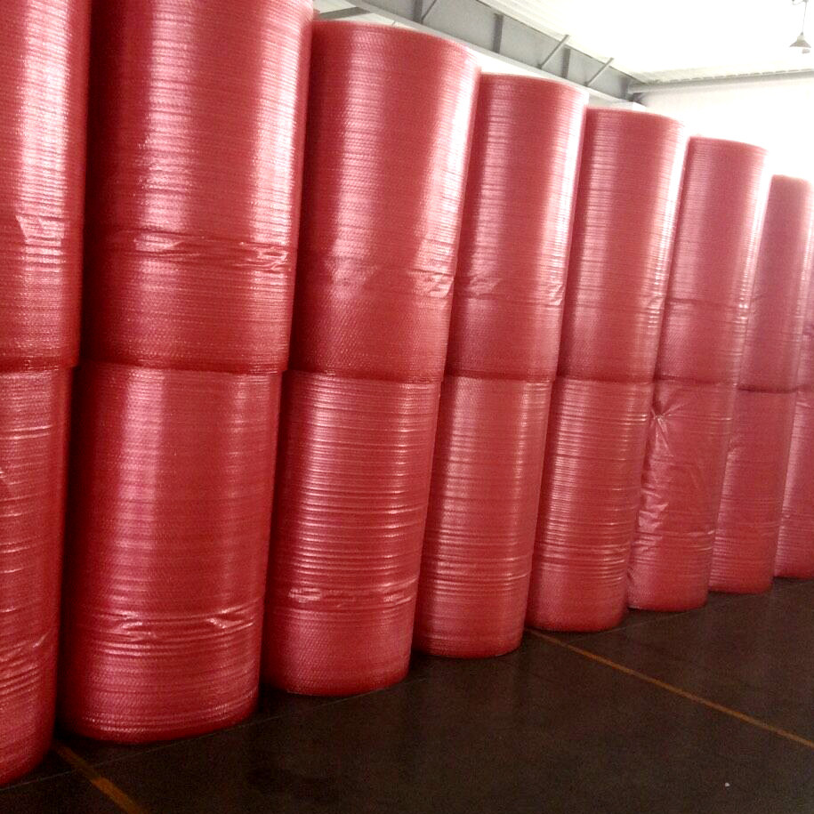 Red Antistatic Bubble Film Bubble Paper Thickened Shockproof Express Package Bag Foam Cushion Packaging Film 100 m vol.