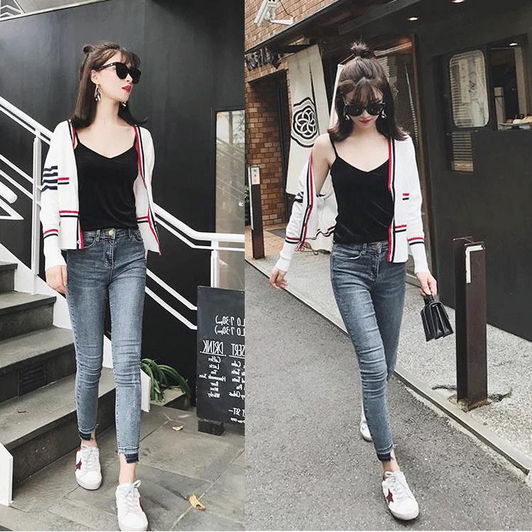 Mùa thu và mùa đông nhung yếm nữ bên trong áo ngắn đoạn không tay áo nhỏ màu đen Slim vest đáy áo thủy triều