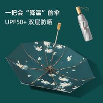 Japan CK sun umbrella female upf50 double layer super sunscreen UV barometer rain dual-use folding parasol