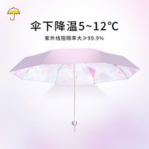 CK sun umbrella Small portable parasol womens summer sunscreen UV protection 50% sun and rain dual-use UPF50 