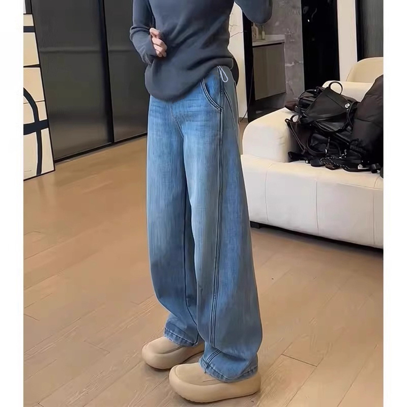 Next Adela Maternity Pants Spring Denim Pants for Outerwear 2026 New Style Pregnancy Drawstring Non-Constricting Wide-Leg Pants
