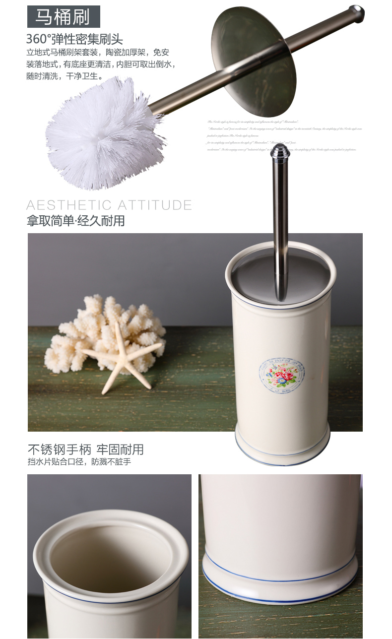 Nordic contracted ceramic toilet brush set of household toilet bowl brush long handle toilet brush the toilet brush holder