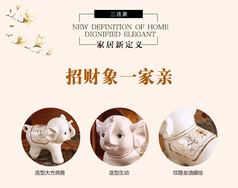 Auspicious sambo lucky elephant furnishing articles and sitting room ark adornment creative I household ceramics knick - knacks shelf