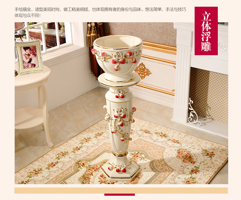 The Big ground ceramic vase furnishing articles European living room TV cabinet dry flower adornment household large Roman column flowerpot