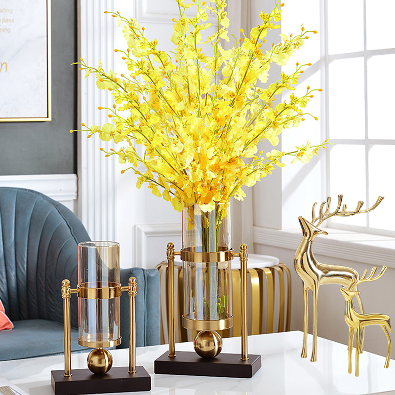 Light luxury vase fitting in living room flowerTV cabinet drying flower transparent glass American dining table home decoration