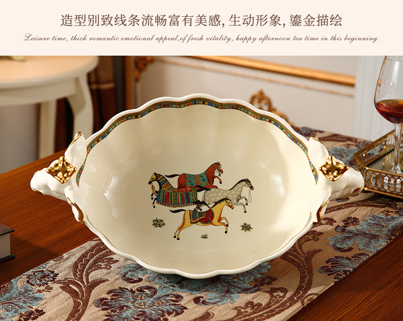 American creative key-2 luxury household ceramic bowl move bowls of Europe type restoring ancient ways decorative fruit bowl sitting room tea table furnishing articles