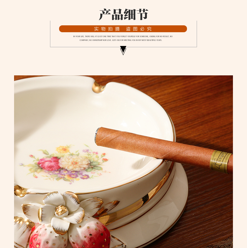 Ceramic ashtray European - style key-2 luxury high - grade red strawberry creative move smoke plate sitting room tea table ashtray decorative furnishing articles