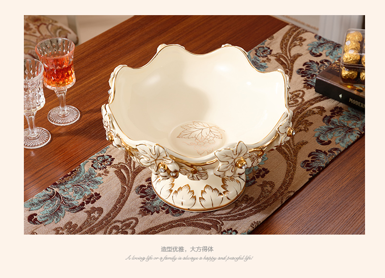 Gold key-2 luxury European - style compote creative modern ceramic fruit bowl sitting room home furnishing articles home decoration tea table