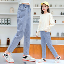 Girls pants spring and autumn 2022 new 6-year-old girl casual 8-ocean spring loose 7 spring children jeans 9