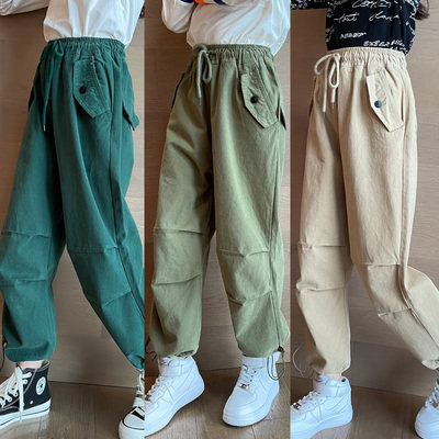 Girls overalls spring and autumn 2022 new big children's outer wear casual pants children's spring long pants girls spring