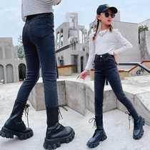 Girl jeans children wear pants in spring trousers in big boy elastic pencil pants spring and autumn