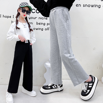 Girls broad legs spring and autumn 7 casual spring trousers 8 year old girl 6 children loose straight tube spring children pants 9