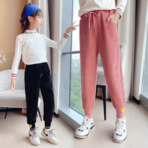 Girls Pants 2022 Spring and Autumn Girls Spring Breakfast and Fashion Wear Corvy Childrens trousers
