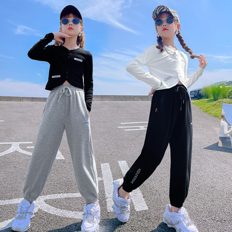 Girls sweatpants spring and autumn children's sweatpants 2022 new outer wear casual pants girls big children's thin spring trousers