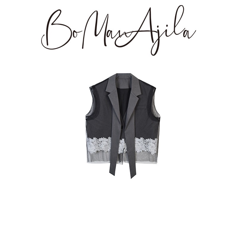 【Wanwan】Fine Wool Design-Inspired Suit Collar with Ribbon Sleeveless Suit Vest 632405S