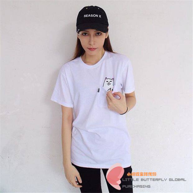 美国代购正品潮牌 ripndip 口袋贱猫竖中指短袖