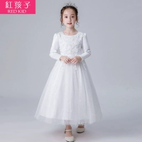 Hoa cô gái váy cưới trẻ em cô gái công chúa trắng váy đỏ piano trang phục chế độ chủ nhà cho thấy mùa thu và mùa đông mịn bộ đồ bé trai cao cấp