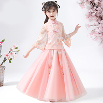 Super fairy childrens Hanfu Childrens clothing Chinese style spring and autumn models Spring dresses Spring dresses Ancient costumes 12 Tang dress suits 6 years old 8
