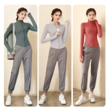 Демисезонный спортивный костюм, комплект для спортзала, лонгслив для тренировок, куртка, одежда для йоги, для бега, облегающий крой