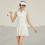 Белое теннисное платье, быстросохнущая форма для бадминтона, спортивная мини-юбка, V-образный вырез, облегающий крой