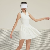 Белое теннисное платье, быстросохнущая форма для бадминтона, спортивная мини-юбка, V-образный вырез, облегающий крой