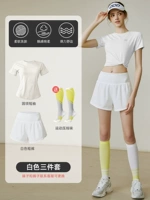 Белый комплект, шорты для спортзала, короткий рукав