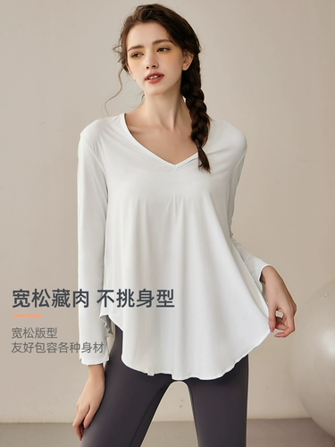 Спортивная дышащая одежда для йоги для тренировок, лонгслив для спортзала, футболка, свободный крой, большой размер