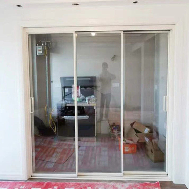 Shanghai narrow side three linkage sliding door Changhong glass partition door Titanium alloy hanging wheel Kitchen living room balcony sliding door