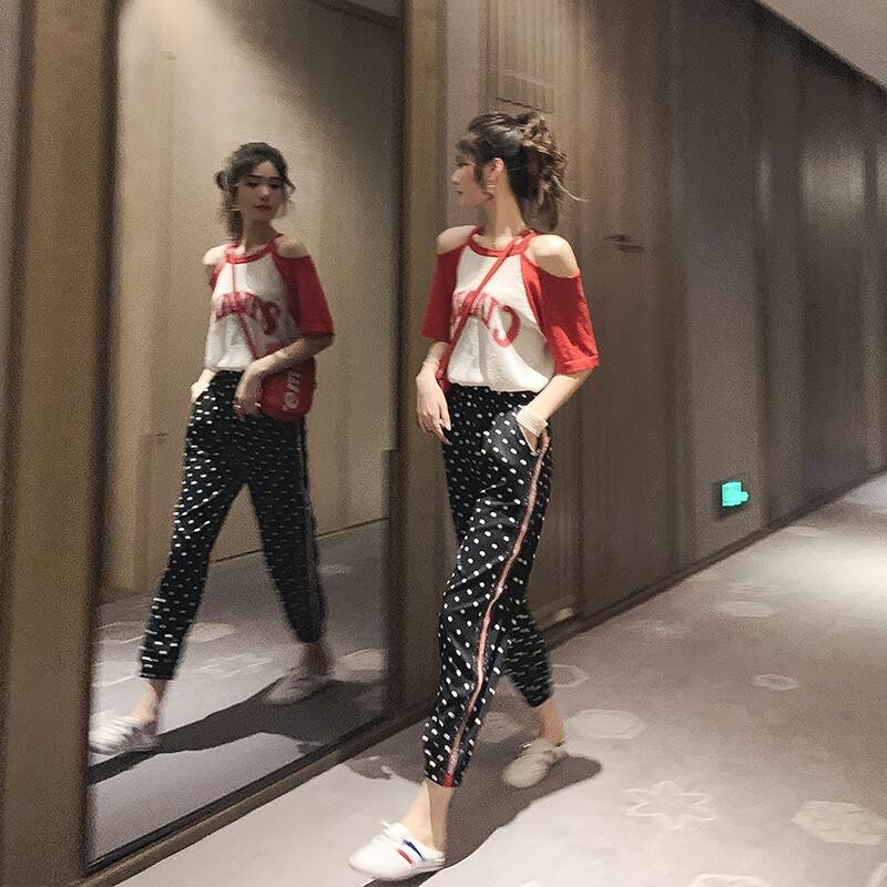 ocnltiy 2022 new summer Korean version of the small tall net red self-cultivation suit women's pants T-shirt two-piece set