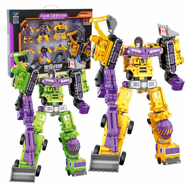 Yue Xing Alloy Engineering Vehicle Children's Transforming Robot Toy Mighty King Kong God Star Transforming into War God Six-In-One Set